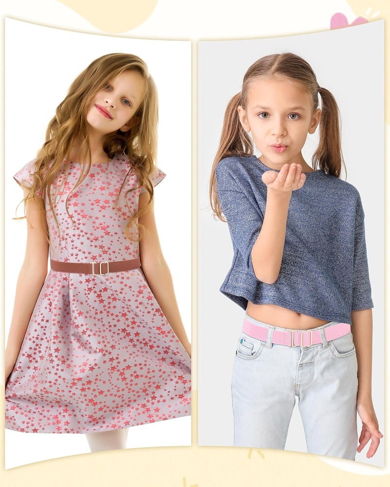 Kajeer Kids Belt for Girls,3 Pack Stretch Belts Invisible Adjustable Gold Buckle Toddler Youth Belt for Uniform Casual - Image 5